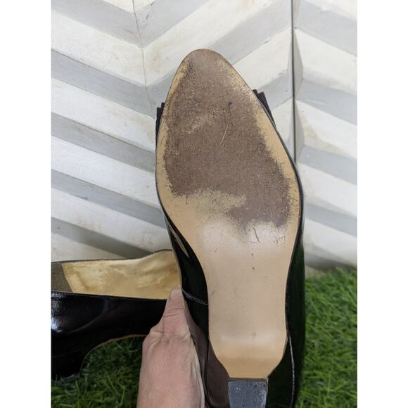 RARE VINTAGE CUSTOM MADE BALENCIAGA Black Kitten Heels W/Burgundy Bow Size 7.5-8 - Picture 16 of 16